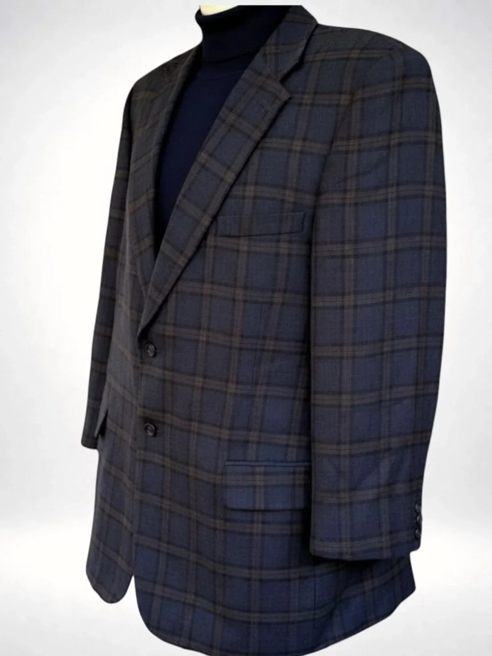 Irvine Park 48S Navy Windowpane Lambswool Cashmere Blend Blazer Sport Coat